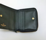 Valentino Garavani Compact Wallet in Black Leather Zipper