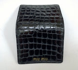 Miu Miu Black Patent Croc Embossed Wallet Card Holder Case Purse New