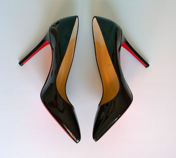 Christian Louboutin Pigalle 100 Black Patent Heels