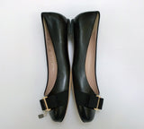 Ferragamo Varina in Black Leather 5.5 B Bow Shoes Flats