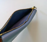 Christian Dior Saddle Long Wallet Clutch Pouch in Blue Leather