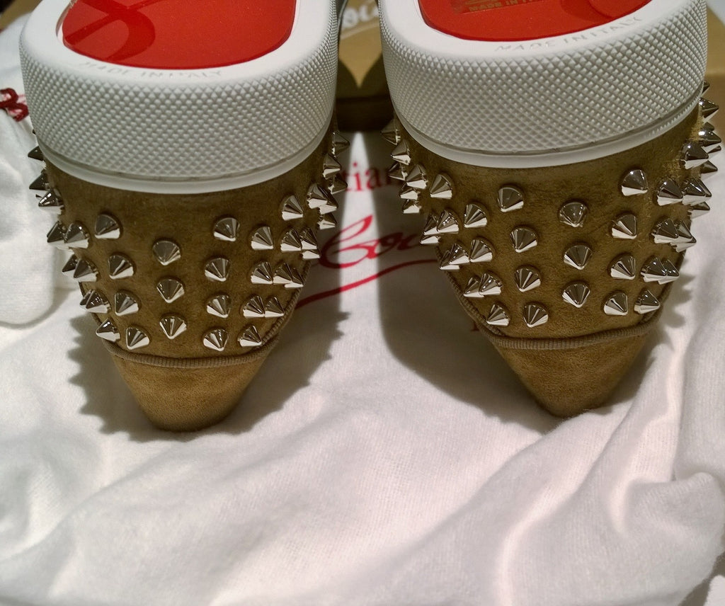 Christian Louboutin - Vieira 2 Orlato Brown Suede Spiked Sneakers