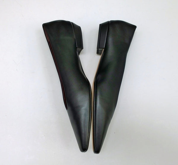 Bottega Veneta Almond Black Leather Flats Shoes