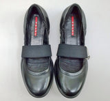 Prada Sport Black Leather Mary Jane Sneakers Flats