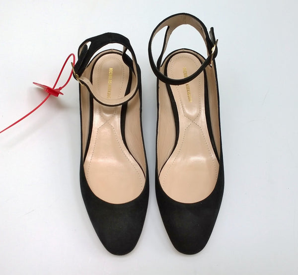 Nicholas Kirkwood Casati Pearl Black Suede Ankle Strap Shoes Flats