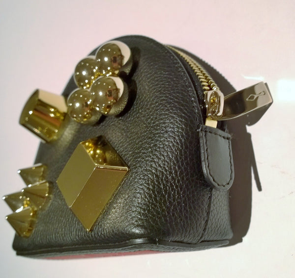 Christian Louboutin Carasky Pouch Black Leather Gold Studs Bag