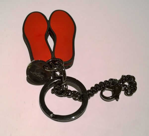 Christian Louboutin M Rubber Lug Sole Metal Keyring Charm in Black and Red