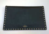 Valentino Garavani Rockstud Envelope Clutch in Large Black Leather