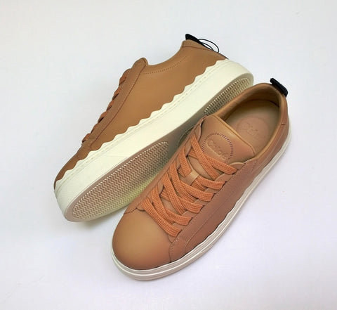 Chloé Lauren Sneakers in Nausica 33 Pink Tea Leather Trainers Lace Up Chloe