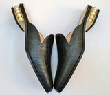 Nicholas Kirkwood Casati Pearl Loafers Black Croc Embossed Leather Moccasin Mule Flats