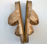 Aquazzura Twist Rose Gold Leather Flat Sandals Slides