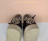 Sophia Webster Butterfly Sneakers in Black Leather with Pink Embroidery Trainers