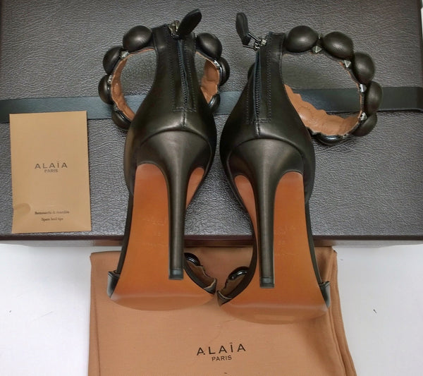 Alaïa Le Bombe Black Leather Sandals 90 Heels Alaia