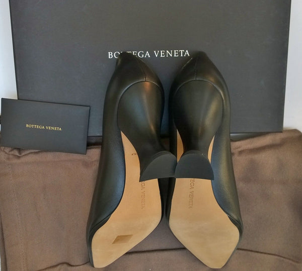 Bottega Veneta Black Leather Almond Heels