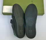 Gucci Ace Black Leather GG Sneakers Velcro Closure