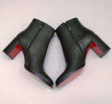 Christian Louboutin Adoxa 70 Black Leather Ankle Boots Block Heels