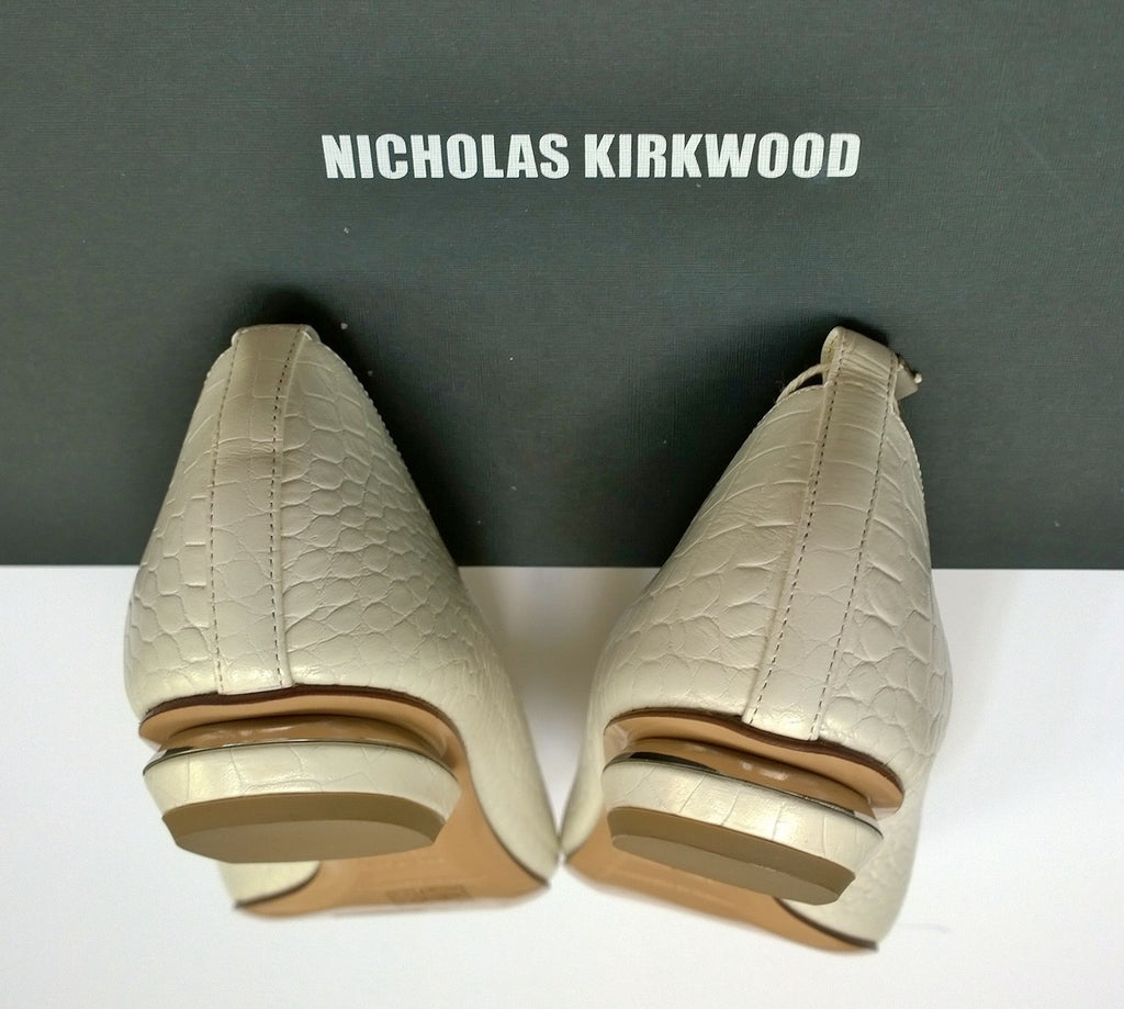 Nicholas Kirkwood Casati Pearl Loafers Black Croc Embossed Leather