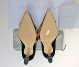 Manolo Blahnik Susidad 105 Black Suede with Rose Gold Leather