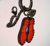 Christian Louboutin M Rubber Lug Sole Metal Keyring Charm in Black and Red