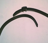 Manolo Blahnik Hangisi Leather Belt with Rhinestone Buckle in Metallic Dark Silver Pewter