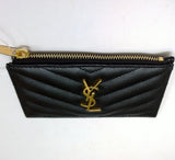 Saint Laurent Monogram YSL Card Wallet Black Case Zip Fragment