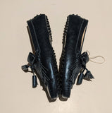 Tod's Metallic Blue Gommino Fringe Loafers Mec Navy Gommini new in box