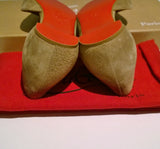 Christian Louboutin Iriza Fennel Khaki Cool Brown Suede Flats Shoes