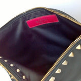 Valentino Garavani Rockstud Clutch Bag in Black Leather Gold Studs Evening Handbag