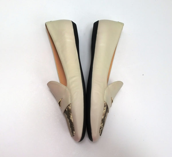 Nicholas Kirkwood Loaferina Cream Leather with Snakeskin Print