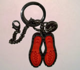 Christian Louboutin M Rubber Lug Sole Metal Keyring Charm in Black and Red