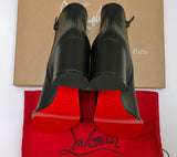 Christian Louboutin Adoxa 70 Black Leather Ankle Boots Block Heels