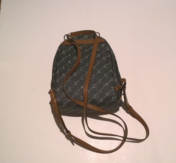 Stella McCartney Logo Denim Mini Backpack with Vegan Leather Trim