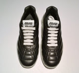 Miu Miu Morgan Sneakers Black Quilted Leather Matelassé Trainers