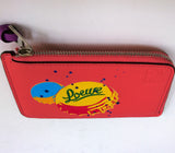 Loewe Paula's Ibiza Card Case Zipper Wallet Pink Leather with Rhinestones