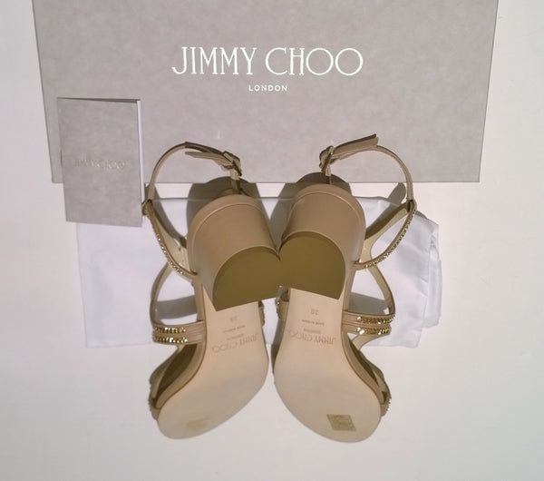 Jimmy Choo Nickel 35 Chain Detailed Block Heel Sandals