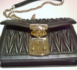 Miu Miu Confidential Black Leather Matelassé Gold Tone Chain Bag Small