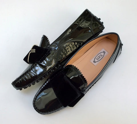 Tod's x Alessandro Dell'aqua Black Patent Patent Loafers sale shoes with velvet