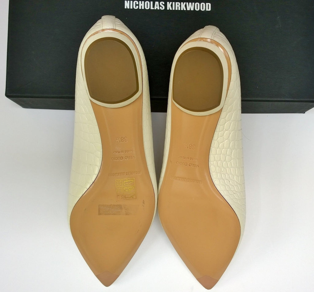 Nicholas Kirkwood White Embossed Croc Leather Beya Loafers – AvaMaria