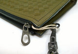 Bottega Veneta Wristlet Intrecciato Woven Leather Clutch Khaki Green Pouch Bag
