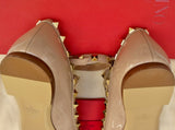 Valentino Garavani Rockstud Poudre Patent Flats Beige Ankle Strap Shoes