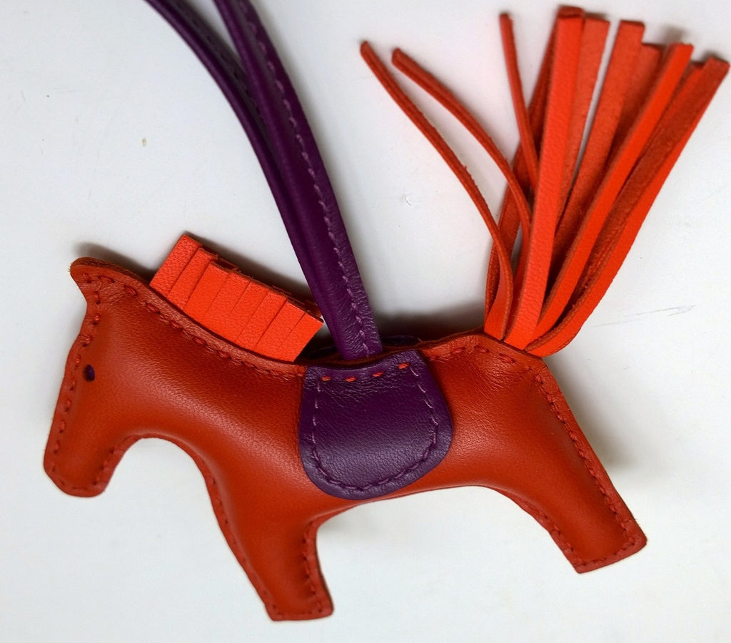 Hermes Rodeo PM Charm Small in Cornaline Orange Poppy Violet Horse
