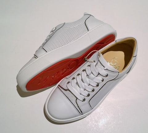 Christian Louboutin Vieirissima Perforated White Leather Sneakers Vierissima Trainers