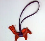 Hermès Rodeo PM Charm in Cornaline Orange Poppy Violet Horse Handbag Small