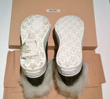 Miu Miu Winter High Top Faux Fur Sneaker Ankle Boots in Black Suede