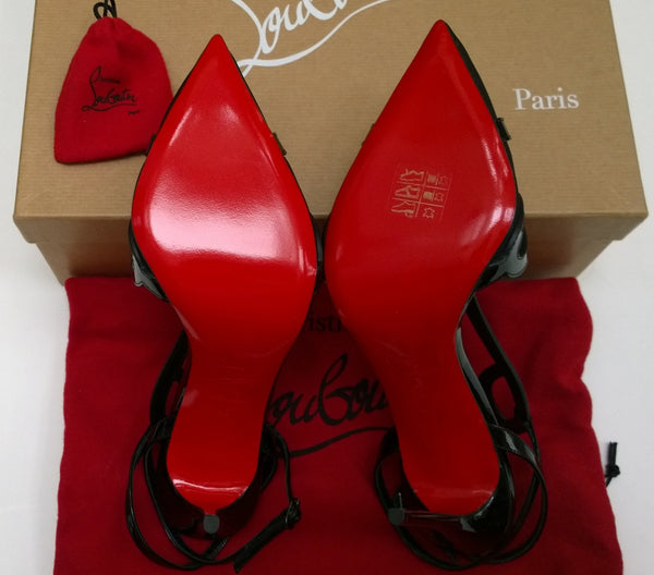 Christian Louboutin Double L 100 Black Patent and Mesh Heels