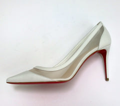 Christian Louboutin Galativi 85 Leather, Corded Lace And Mesh Pumps in  White