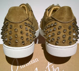 Christian Louboutin Vieira 2 Orlato Veau Fennec Suede Sneakers with Silver Spikes Trainers