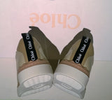 Chloé Lauren Sneakers in Pink Tea Leather Scallop Flats Grey Taupe Platform Trainers