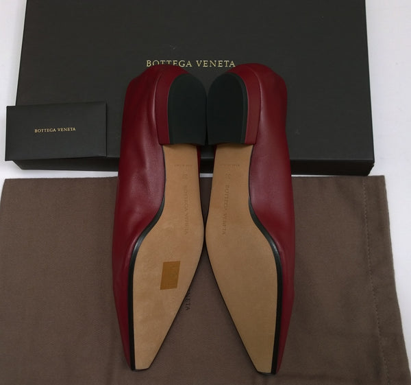 Bottega Veneta Almond Leather Flats in Burgundy