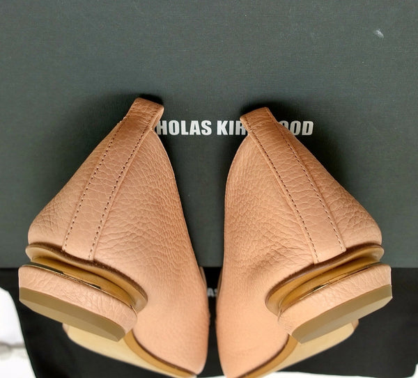 Nicholas Kirkwood Powder Peach Pink Leather Beya Loafers Flats